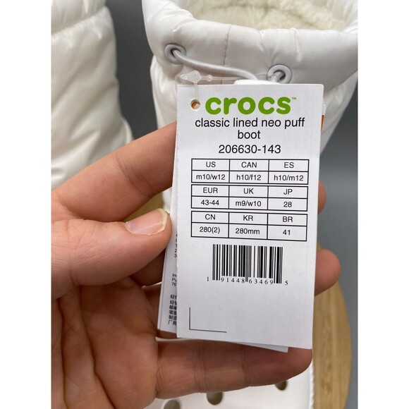 Crocs Mule Faux Fur Lined Boot Shoes White Pull On Lined Clogs 206630 Mens 10 - Picture 9 of 15